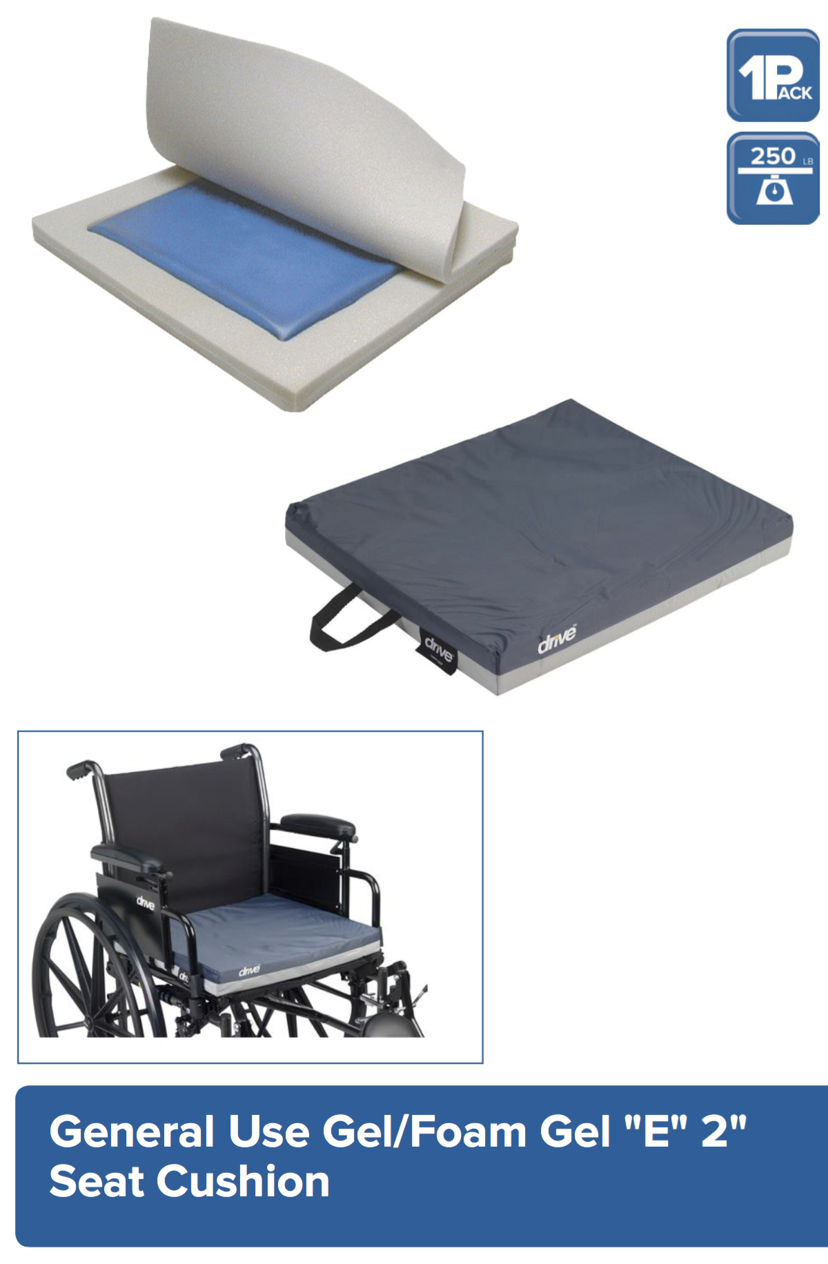 Wheelchair Gel-Cushion 250 lbs.
