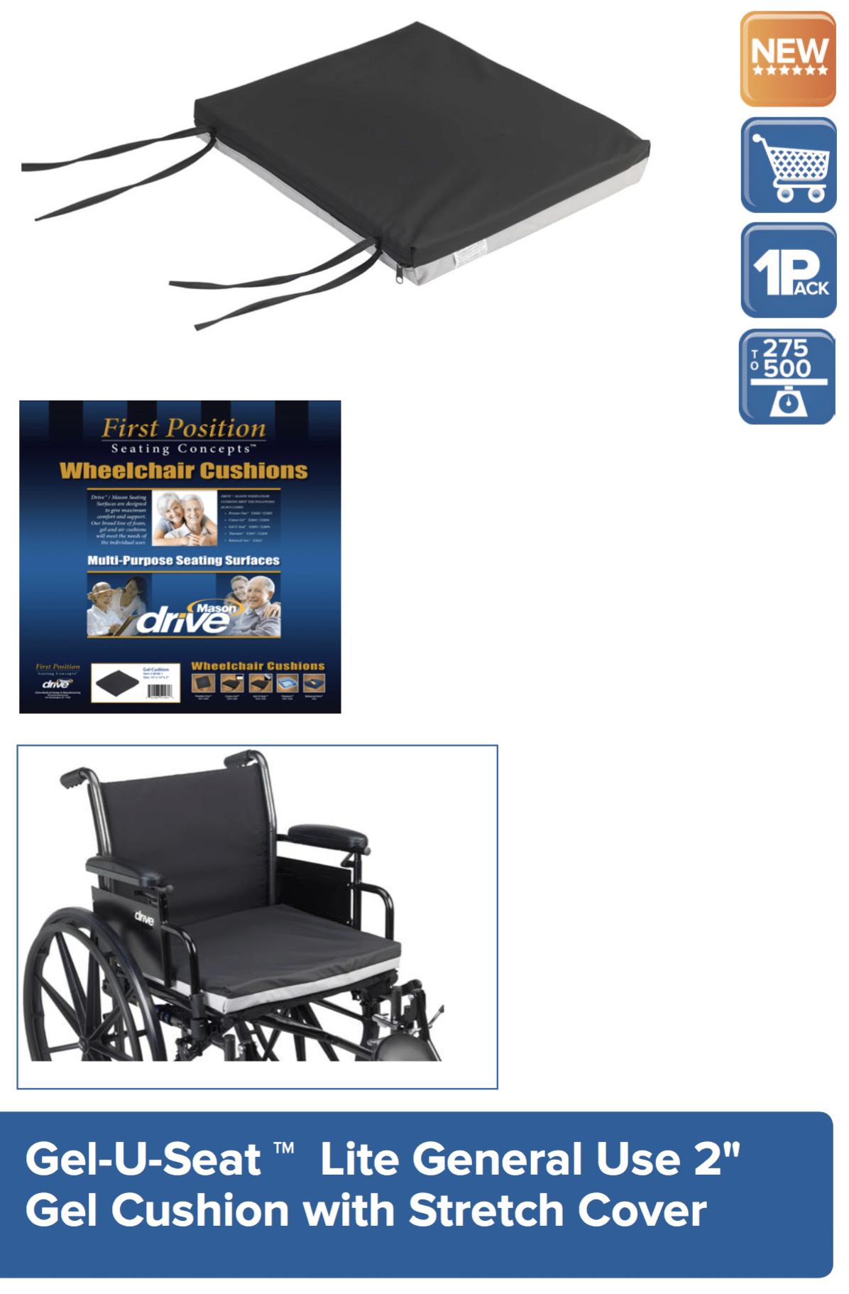  Secure Wheelchair Gel Cushion with Safety Strap